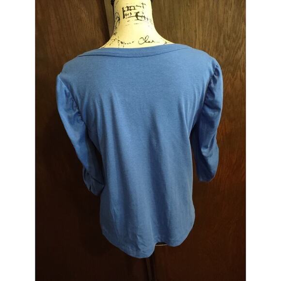 Lilly Pulitzer Belden Royal Blue Women's Large Blue Ruched 3/4 Sleeve Top Shirt - Picture 3 of 4